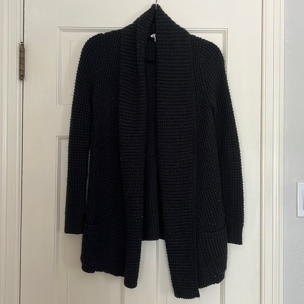 Merona XS black knit cardigan sweater duster